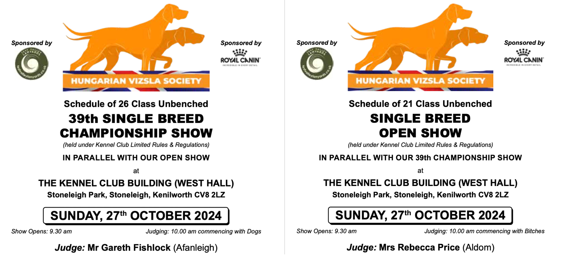 HVS Championship & Open Shows October