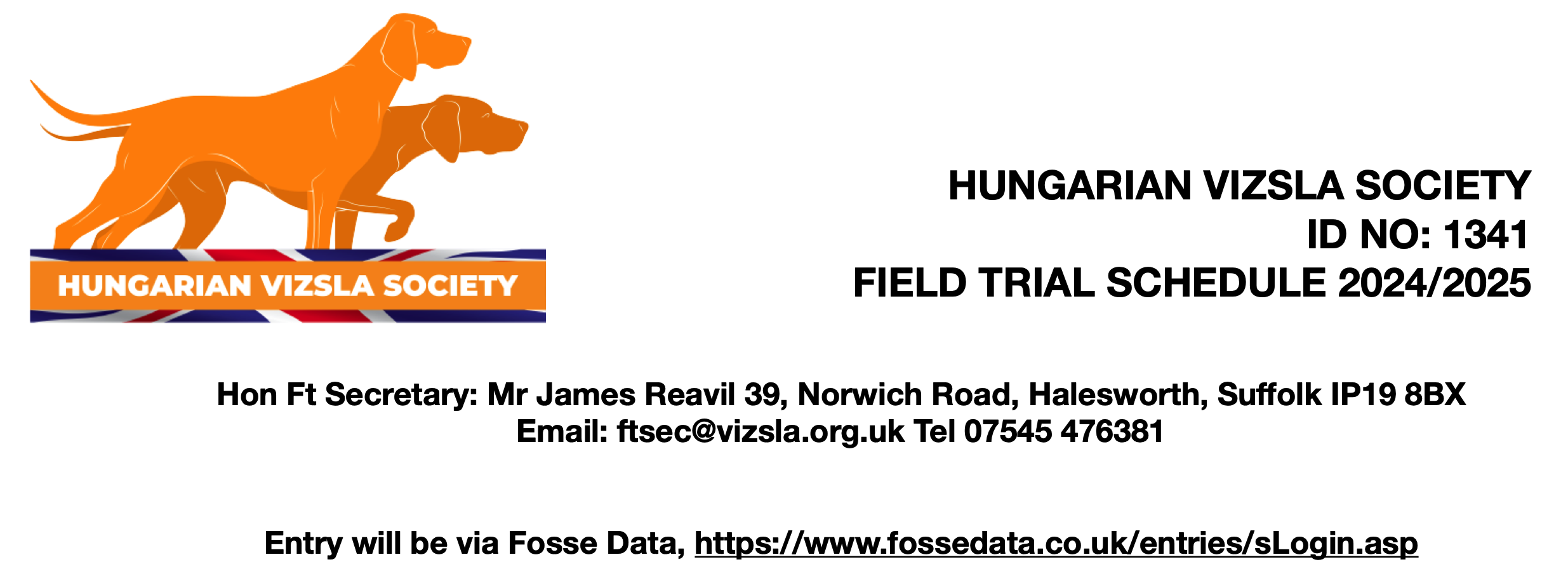 2024-25 Field Trial schedule